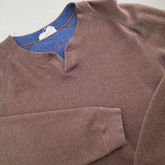 Tommy Bahama V-Neck Sweater Mens XL* Reversible Brown/Blue Long Sleeve Beachwear - Picture 1 of 6